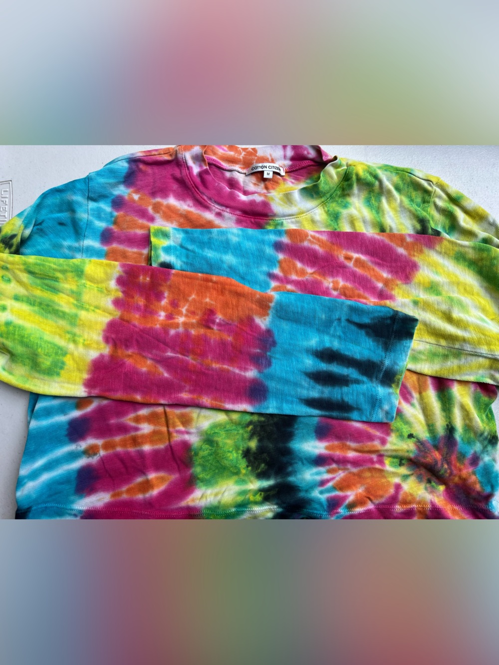 Cotton Citizen Tie-Dye Long Sleeve Tee - Pink, Blue, Orange, Yellow, Green